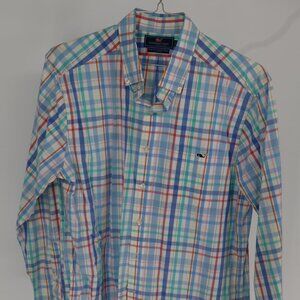 Men's Cotton button-down shirt ,Vineyard Vines Slim Fit Tucker Shirt, Plaid Size